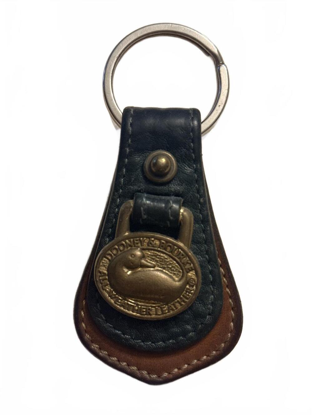 Vintage Dooney Bourke All Weather Leather Brass Duck Key Fob